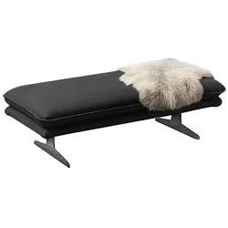 Polsterhocker W.SCHILLIG "broadway", grau (anthrazit z69), B:145cm H:43cm T:71cm, Longlife Xtra-Leder Z69: Das feinnarbige, gedeckte Softleder Z69 besticht durch seine außergewöhnliche Weichheit im trendigen u00bbVintage-Looku00ab, Hautstärke 0, 9 - 1, 1 mm, Hocker, Füße in Chrom glänzend