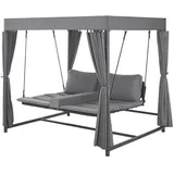 Juskys Schaukelliege Kassandra - Gartenliege mit Sonnendach und Vorhängen für 2 Personen