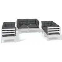 vidaXL 6-tlg. Loungeset Kiefer weiß