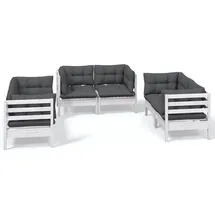 vidaXL 6-tlg. Loungeset Kiefer weiß