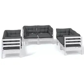 vidaXL 6-tlg. Loungeset Kiefer weiß