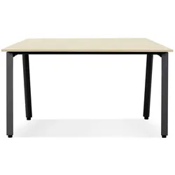 Kadima Design Bürotisch Holz-Metall  160x160 cm  Quadratisch Geräumig Meeting  Beige-Schwarz  Konferenztisch