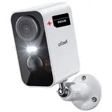 ieGeek Überwachungskamera Überwachungskamera Aussen Akku 2K Kabellose Outdoor WLAN IP Kamera (Aussen, Außenbereich, drinnen, außen/innen, mit Batterie Wiederaufladbare PIR Bewegungsmelder 2,4Ghz WiFi Alexa, IP66 Wasserdicht für Außen Innen,farbige Nachtsicht, Sirene und Lichtalarm)