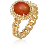 ELLI PREMIUM Fingerring Solitär Edelstein Klassik 925 Silber orange 58