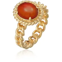 ELLI PREMIUM Fingerring Solitär Edelstein Klassik 925 Silber orange 58