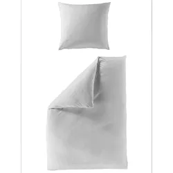 Bettwäsche BIERBAUM "Elegant uni", silber, B/L: 135cm x 200cm, , Mako-Satin, B/L: 80cm x 80cm, Mako-Satin, Obermaterial: 100% Baumwolle, Bettwäsche, Mako-Satin, 100 % Baumwolle, Uni, pflegeleicht