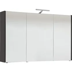 Spiegelschrank mit Beleuchtung anthrazit matt, 3 Türen, 1050 x 750 x 188 mm