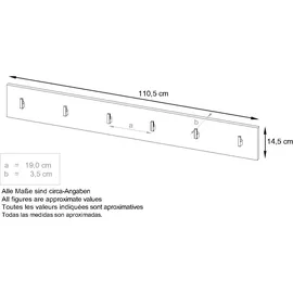 Vladon Garderobenpaneel Linea V1 110,5 x 14,5 x 3,5 cm Creme