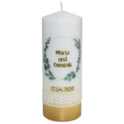 Wiedemann Kerzen Hochzeitskerze verziert 200 x 80 mm, mit individueller Namensverzierung