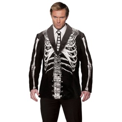 Underwraps Kostüm Skelett Jackett, Anzugjacke mit Knochenmotiv für Halloween oder den Dia de los Muertos schwarz M-L