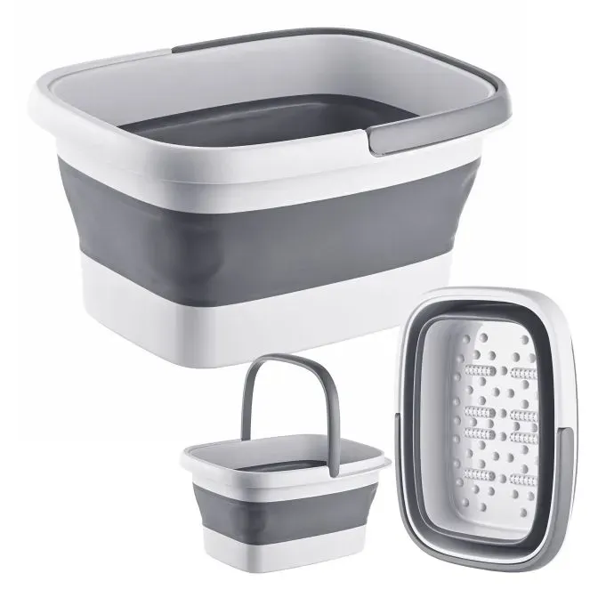 Relaxdays Faltbare Fußbadewanne Weiß,Grau