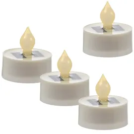 MARELIDA LED Solar Teelichter Garten Outdoor Solar Kerze H: 5,5cm weiß 4 Stück