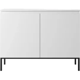 Selsey Kommode 2-türig, Weiß mit schwarzen Beinen, 100 cm 2 Türen 4 Fächer Schwarze Beine Bemmi - Sideboard