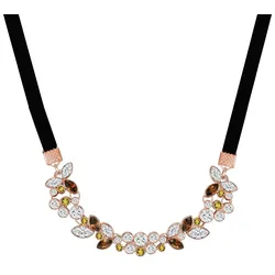 Lederband LULU & JANE "LJ205", roségold, Halsketten, Damen, 34,0cm Basiskette + 8,0cm Verlängerung,mit Steinen, Metall-Legierung