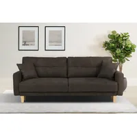 Home Affaire 3-Sitzer »TRIPLO optionale Schlafsofa mit Bettkasten, Maße B/T/H: 215/100/89 cm«, Wahlweise Bettfunktion - Liegefläche 145x191 cm, Rücken-, Zierkissen grau