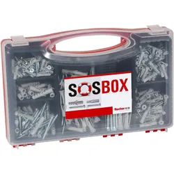 fischer SOSBOX Dübel S + FU + Schrauben, Schrauben- & Dübelsatz, Beton, Metall,