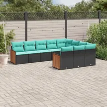 vidaXL Gartensofa-Set 10-tlg. schwarz