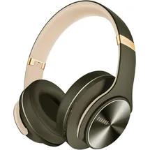 DOQAUS Bluetooth Kopfhörer Over Ear, Bis zu 90 Std Kabellose Kopfhörer mit 3 EQ-Modi, HiFi Stereo Faltbare Headset mit Mikrofon, weiche Ohrpolster für Reisen/Büro/Handy/PC/Laptops-Grün