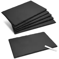 Navaris Schiefer Teller Platzset 6-teilig inkl. Kreide - 30x20cm