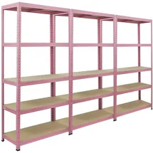 berlinlodge Mega Deal 3x Wohnregal PINK LADY, HxBxT 180x90x40cm Fachlast 175kg 5 Ebenen, Pink, Bücherregal, Standregal, Büroregal