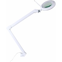 Showlite LL-6095D-Pro LED Lupenleuchte 9W 3/5 Dioptrien (Lupenlampe, dimmbar, 127 mm Linse, 60 SMD LEDs, 1,75/2,25-fache Vergrößerung, Tischklemme) weiß