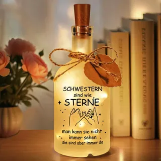 Hiipeefeel Schwester Geschenk, LED Flaschenlicht, Geburtstagsgeschenk Muttertagsgeschenk Schwester, Geschenk für Beste Große Schwester Geburtstag Weihnachten Muttertag