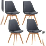 CLP 4er Set Linares Stoff I Samt I Cord I Lederoptik I Lehnstuhl Mit Holzgestell