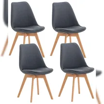 CLP 4er Set Linares Stoff I Samt I Cord I Lederoptik I Lehnstuhl Mit Holzgestell