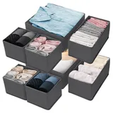 Withosent 8er Schubladen Ordnungssystem Kleiderschrank Organizer, Faltbare Aufbewahrungsbox Stoff, Unterwäsche Organizer Schublade, Schrank Schubladentrenner für Kleidung, BHS, Socken, Krawatten