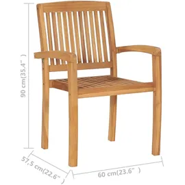 vidaXL Stapelbare Gartenstühle mit Kissen 59,9 x 96,1 x 27,8 cm braun 4 St.