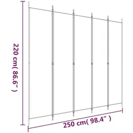 vidaXL 5-tlg. Paravent Schwarz 250x220 cm Stoff