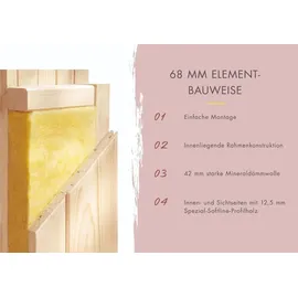 Karibu Innensauna Isra inkl. 9 kW Ofen + int. Steuerung
