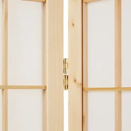 Homestyle4u Paravent Raumteiler 4 teilig Holz Natur Reispapier Weiß Höhe 175 cm