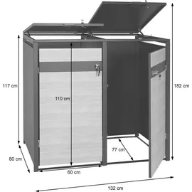 MCW 2er Mülltonnenverkleidung MCW-J82, Mülltonnenbox, erweiterbar, Metall 50kg, anthrazit ~