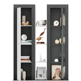 xonox.home Aufsatzvitrine 102 x 141 x 27 cm Weiß/Grau