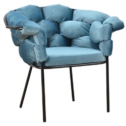 Casa Padrino Luxus Designer Sessel Hellblau / Schwarz 81 x 64 x H. 75 cm - Wohnzimmer Sessel - Hotel Sessel - Wohnzimmer Möbel - Luxus Möbel - Wohnzimmer Einrichtung - Luxus Einrichtung
