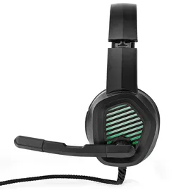 Nedis Gaming Headset Über Ohr Surround USB Type-A Klappbarer Mikrofon 2.10 m LED (Kabelgebunden), Gaming Headset, Schwarz – Für lange Gaming-Sessions