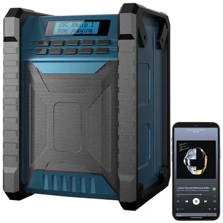 Digitales DAB+/FM-Baustellenradio, Bluetooth, 80 Watt, IP54, Akku