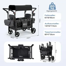 Sekey Bollerwagen Faltbar Zwillingsmodus schwarz