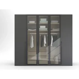 Rauch Drehtürenschrank RAUCH "Kleiderschrank Schrank Garderobe SKAT SHINE mit hochwertigem", grau (graphit), B:251cm H:223cm T:63cm, Holzwerkstoff, Schränke, Drehtürenschrank, transparentem Grauglas inkl. umfangreichem Zubehör MADE IN GERMANY