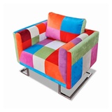vidaXL Würfel-Sessel mit verchromten Füßen Patchwork-Design Stoff
