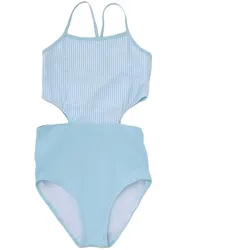 stylischer Kinder Badeanzug für Mädchen im Streifen-Look Bade-Mode 905777 Hellblau - 176/182
