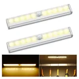 QUBEBU LED Unterbauleuchte LED Schrankbeleuchtung Bewegungsmelder Lampe, PIR Sensor Küchenlampe, LED fest integriert, Warmweiß, Kaltweiß, Schranklicht Schrankleuchten, für Kleiderschrank, Unterschrank, Treppe, Kofferraum, RV 2er