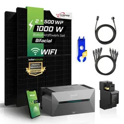 Solarscouts 1000W Balkonkraftwerk Set - SunPro 500W Solarmodule mit Anker SOLIX Solarbank 2 Pro