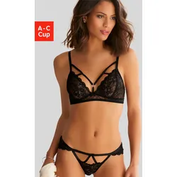 Set: Bralette-BH PETITE FLEUR GOLD, Damen, Gr. 34, Cup C, silber (schwarz, silberfarben), Obermaterial: 88% Polyamid, 12% Elasthan, BH-Sets BH-Set Bralette Spitzen-BH Spitzenwäsche Bügelloser-BH, aus floraler, leicht transparenter Spitze, sexy Dessous, Reizwäsche