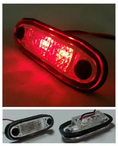 LED-Positions-/Markierungsleuchte, Tokos, mit Gummi, rot, oval, E-Kennzeichnung, 24 V, 7,5 cm