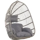 Beliani Hängesessel Grau Rattan inkl. Kissen Outdoor Indoor Boho Stil