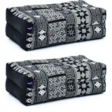 Leewadee Yoga Block 2er-Set Yogaklotz Pilates Yogakissen Meditationskissen Ökologisches Naturprodukt, 35x18x12 cm, Kapok, schwarz