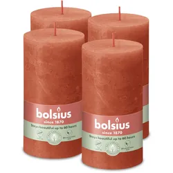 Rustik Stumpenkerzen 130/68 mm - Herbstliches Orange (4 Stück)
