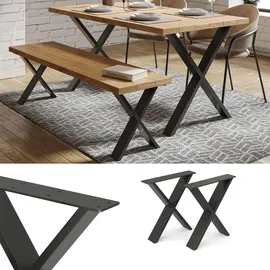 Vicco Tischbeine Schwarz, 40 x 42 cm X-Form 42cm Tischgestell Couchtisch Möbelfüße